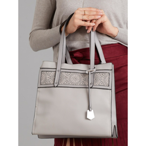 Gray bag with geometric application