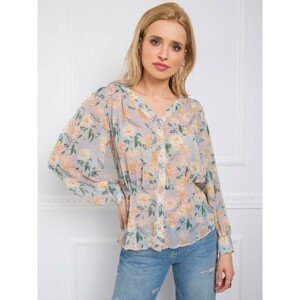 RUE PARIS Gray blouse with flowers