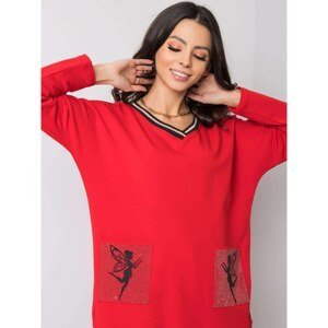 Red cotton dress with applications