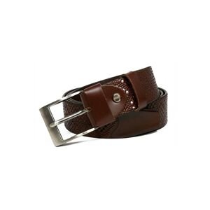 Men´s leather belt with a brown crocodile motif