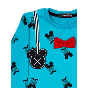 Children´s turquoise cotton blouse with the Mickey Mouse motif