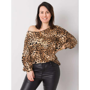RUE PARIS Brown plus size leopard print blouse