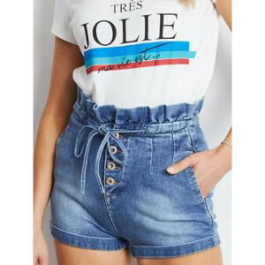 Blue denim shorts with buttons