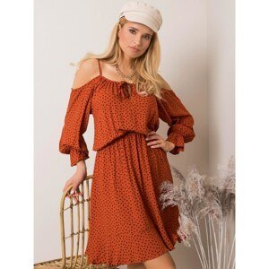 RUE PARIS Brown dress with a frill