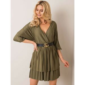 RUE PARIS Khaki pleated dress