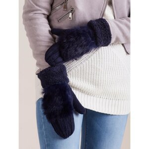 Women´s gloves with faux fur, navy blue