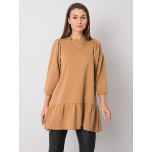 RUE PARIS Light brown tunic with a frill