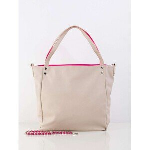 Light beige bag with a decorative belt