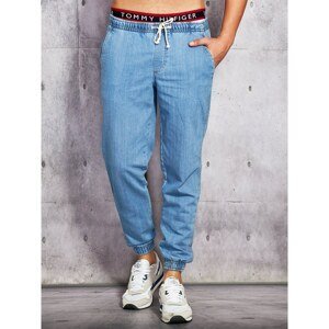 Men´s blue jeans with drawstrings and welts