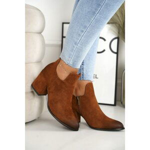 Women's Boots With A Cut On Block Heel Camel Caroline