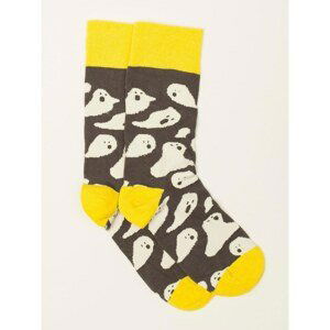 Grey-yellow men's socks with print