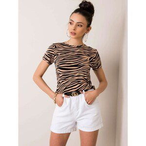 RUE PARIS Beige and black blouse with animal patterns