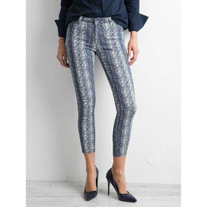 Blue trousers with animal patterns