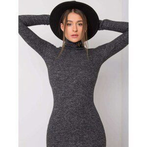 RUE PARIS Dark gray turtleneck dress