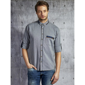 Gray and blue men´s cotton shirt PLUS SIZE