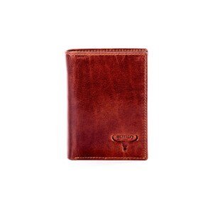 Leather wallet made of natural brown leather with embossed logo