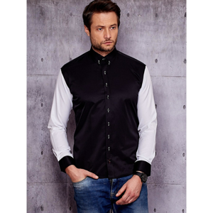 Black PLUS SIZE men´s shirt with contrasting sleeves