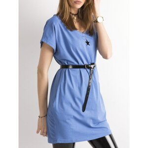 Blue cotton tunic with a decorative back