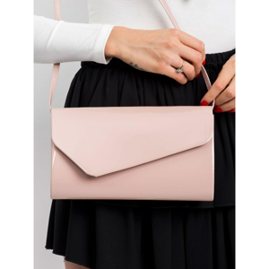 Powder pink lacquered clutch bag