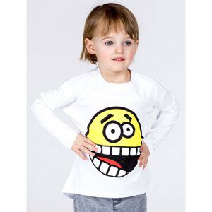 Cotton children´s blouse with a white emoticon print