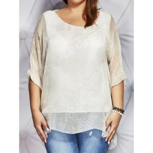 White blouse with mist flowers PLUS SIZE