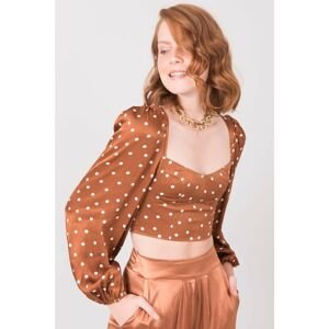 BSL light brown blouse with polka dots