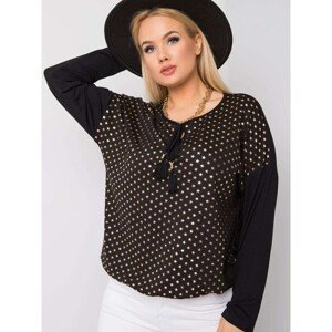 Plus size black blouse with stars