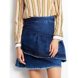 Blue denim skirt with layered ruffles