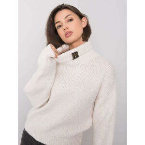 RUE PARIS Ecru women´s turtleneck sweater