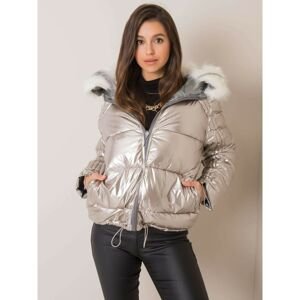Silver reversible winter jacket with fur