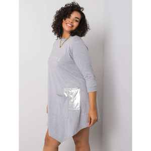 Gray melange dress with an application