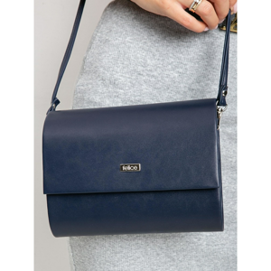 Clutch bag made of ecological leather, navy blue