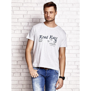 Gray men´s t-shirt with the racing word ROAD RACE