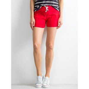 Red shorts with drawstring