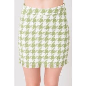 Green and white miniskirt with houndstooth BSL