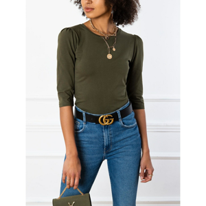 Blouse with 3/4 khaki sleeves