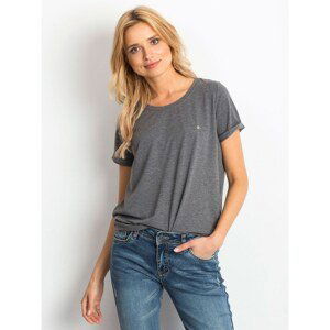 Basic women's T-shirt in dark gray melange cotton