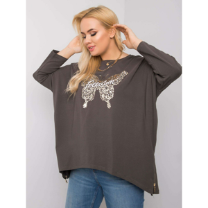 Dark khaki blouse with a butterfly print