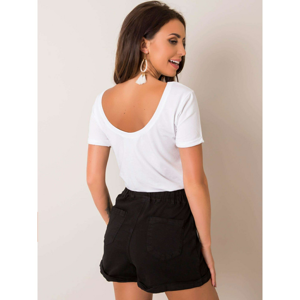 Basic white T-shirt with neckline on the back