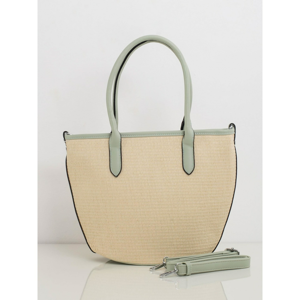 Handbag with beige and mint braid