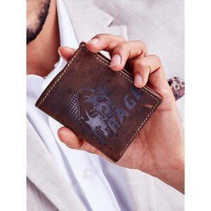 Brown wallet for a man with an imprint
