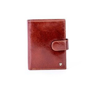 Brown leather wallet with a latch