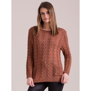 Braided sweater with brown pockets