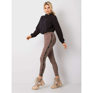 RUE PARIS Dark beige leggings in eco suede