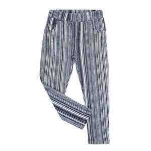Dark gray cotton leggings for a girl with stripes