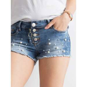 Blue pearl denim shorts