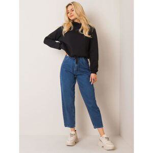 RUE PARIS Dark blue high waisted jeans