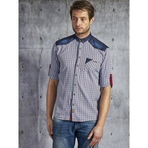 Men´s red and blue cotton shirt with a fine check pattern PLUS SIZE