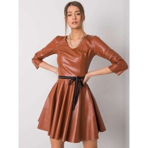 Light brown dress made of ecological leather