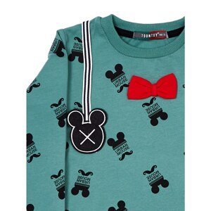 Cotton gray and green children´s blouse with the Mickey Mouse motif